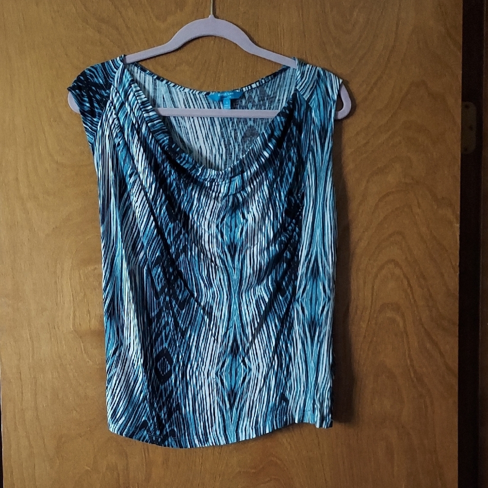 Blue Patterned Women's Top